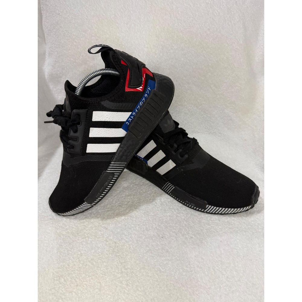 Adidas NMD R1 Black White Red Blue Japanese Katakana Men Sneakers FV3645